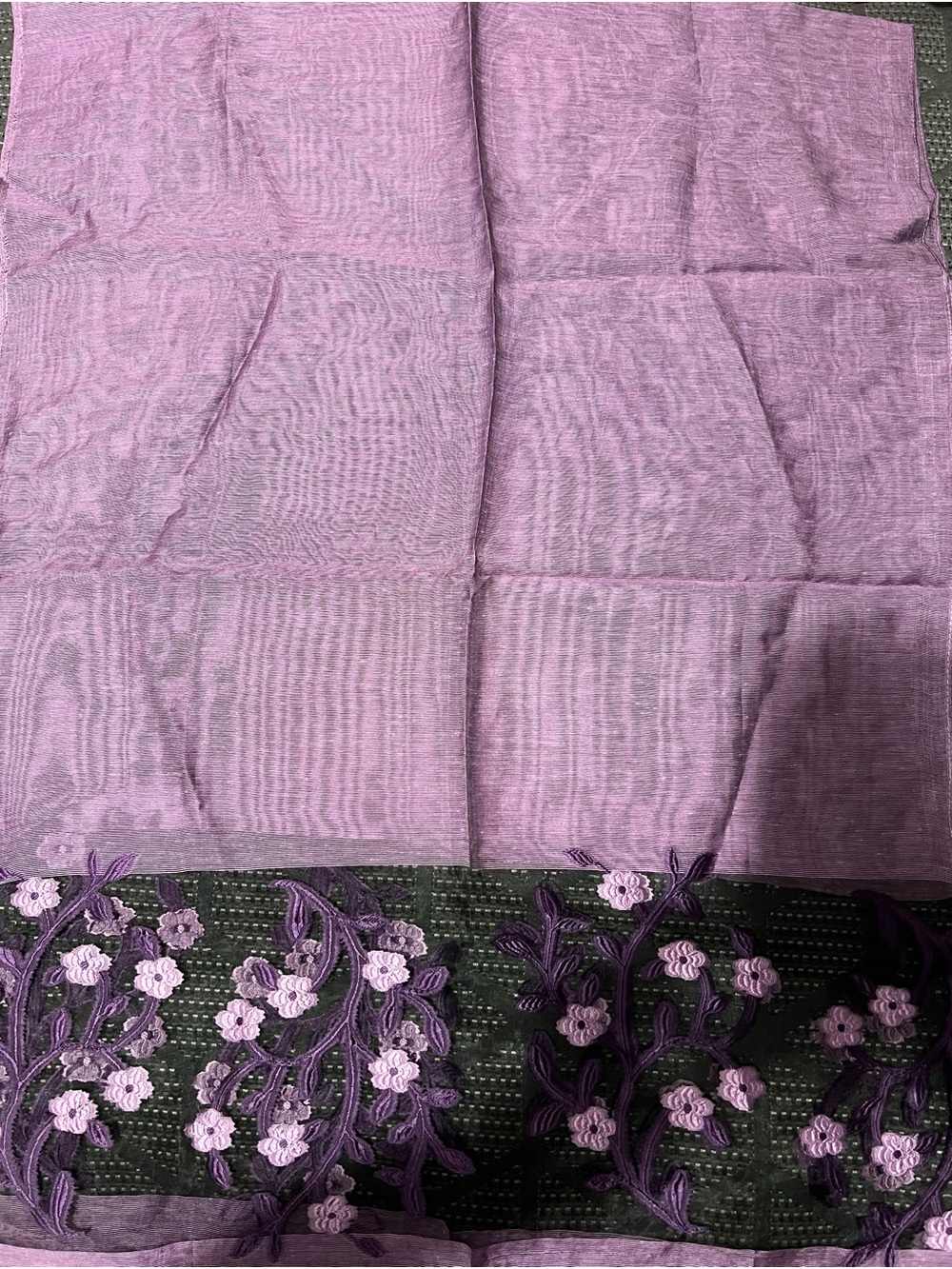 Elegant Purple Floral Embroidered Women’s Scarf